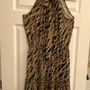 Black and Gold Chain Print Women's Dress
